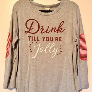 Daisy Rae “Drink Till You’re Jolly” Long Sleeve Festive Shirt